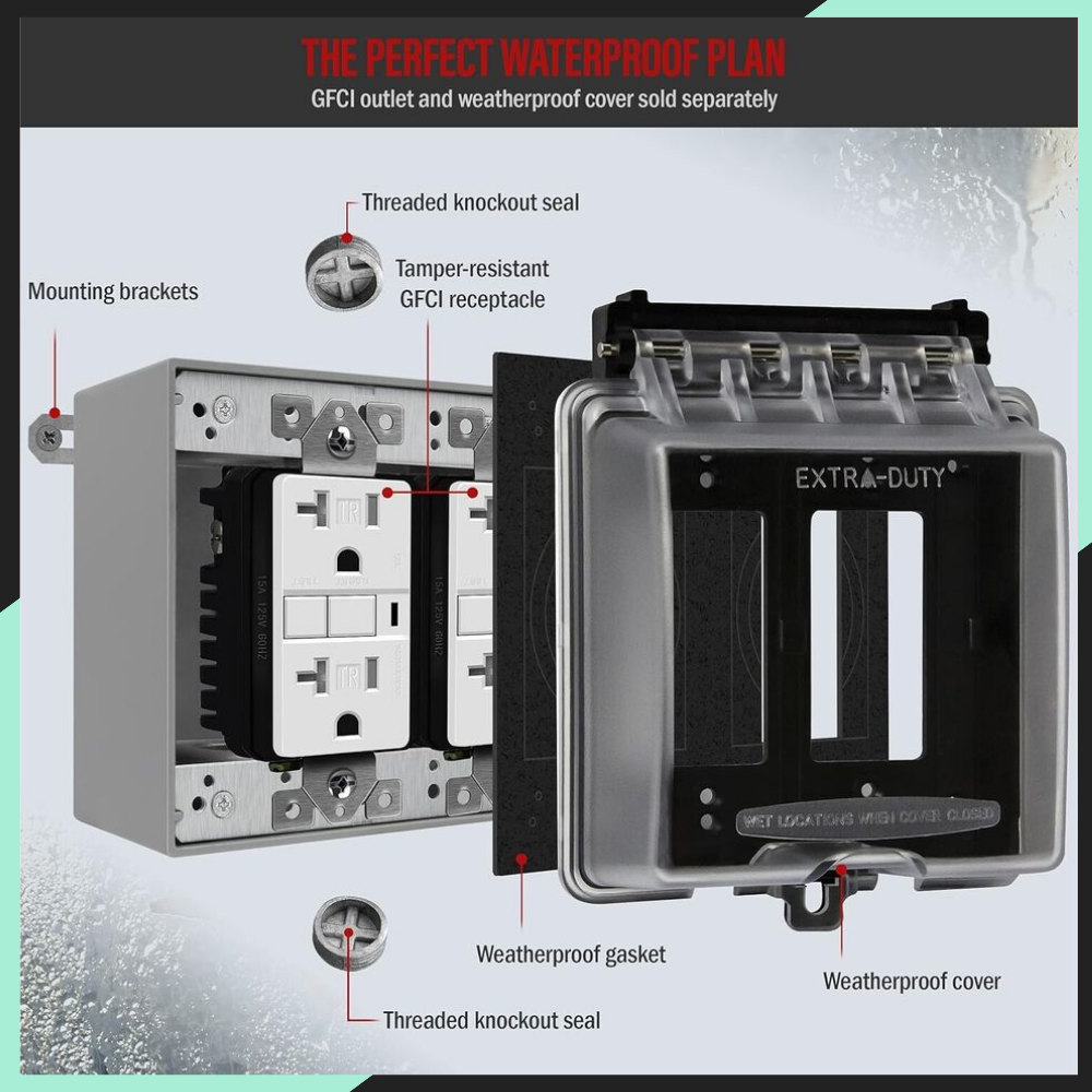 ENERLITES EN2375 Weatherproof Outlet Box with Three 3/4-in Threaded Outlets