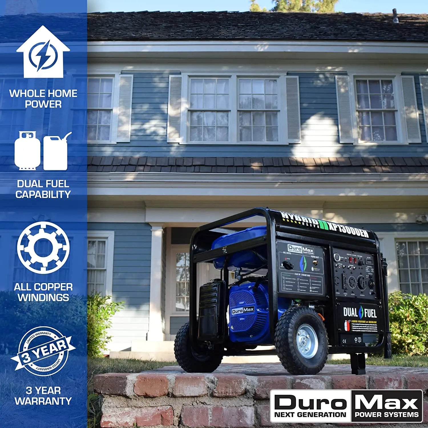 Backup Home Generator DuroMax 13000 Watt Dual Fuel with Portable Kit