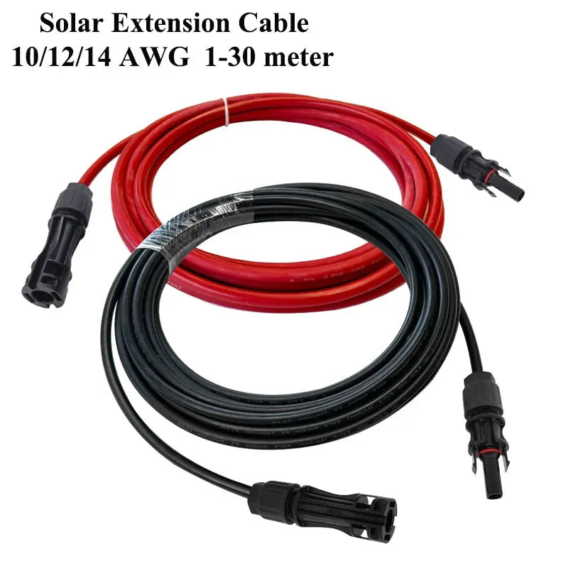 Copper Solar Extension Cables (1 Pair) PV Wire 10/12 AWG